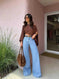 Brown Off Shoulder Crop Top - Meifu Market