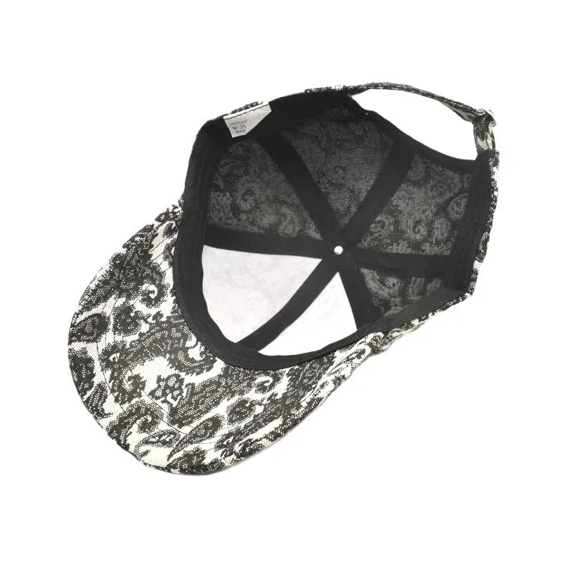 paisley pattern baseball cap | lightweight cotton blend cap | adjustable snapback closure | energy saving