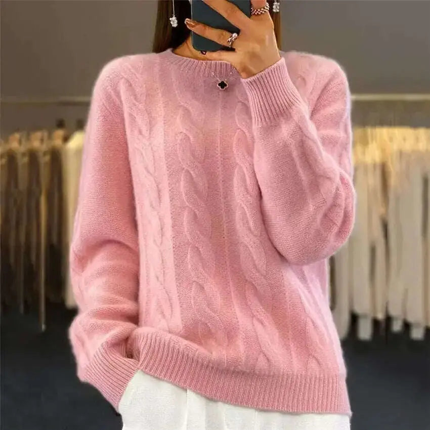 Fashion Retro Cable-knit Pullover Sweater Women Meifu Market