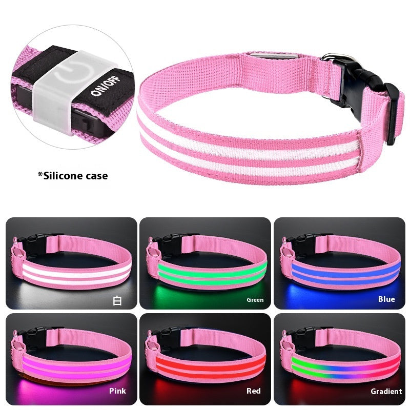 Shiny Dog Collar Double Fiber Pet Night Collar Meifu Market