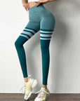 Stripe Design Fitness Leggings High Waisted Tummy Control Gym Yoga Pants Workout Running Legging