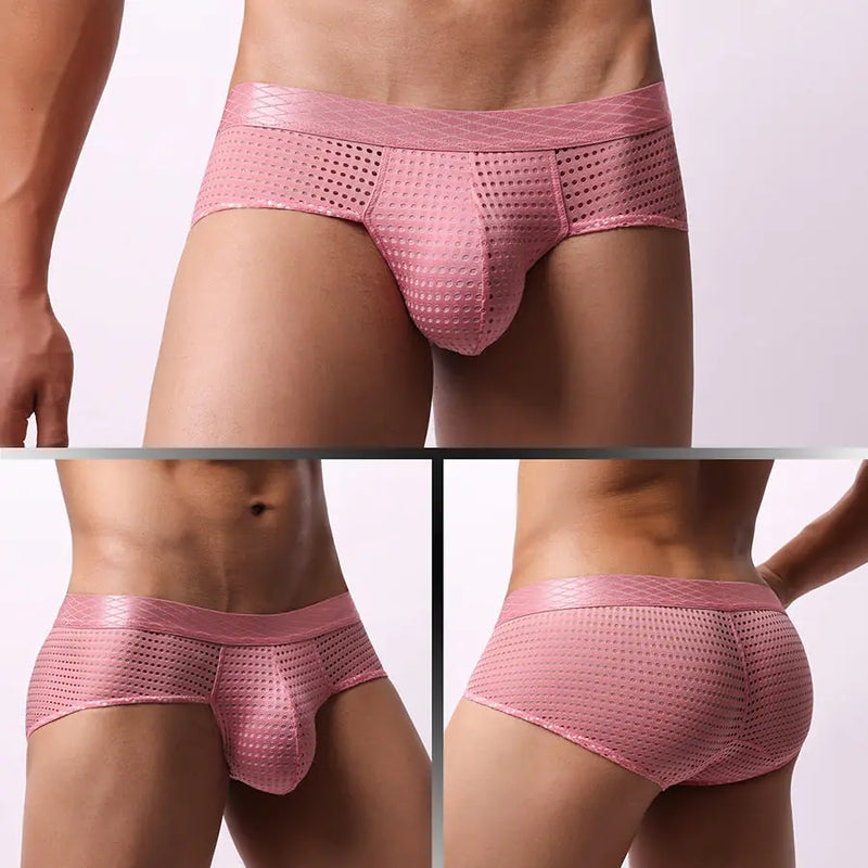 Men's Large Mesh Low Waist Wide Belt Briefs Meifu Market