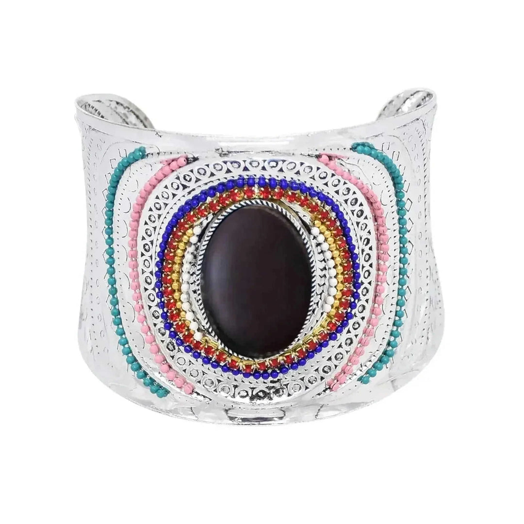 elastic turquoise bracelet | adjustable boho bangle | vintage tribal jewelry | ultrasonic cleaning