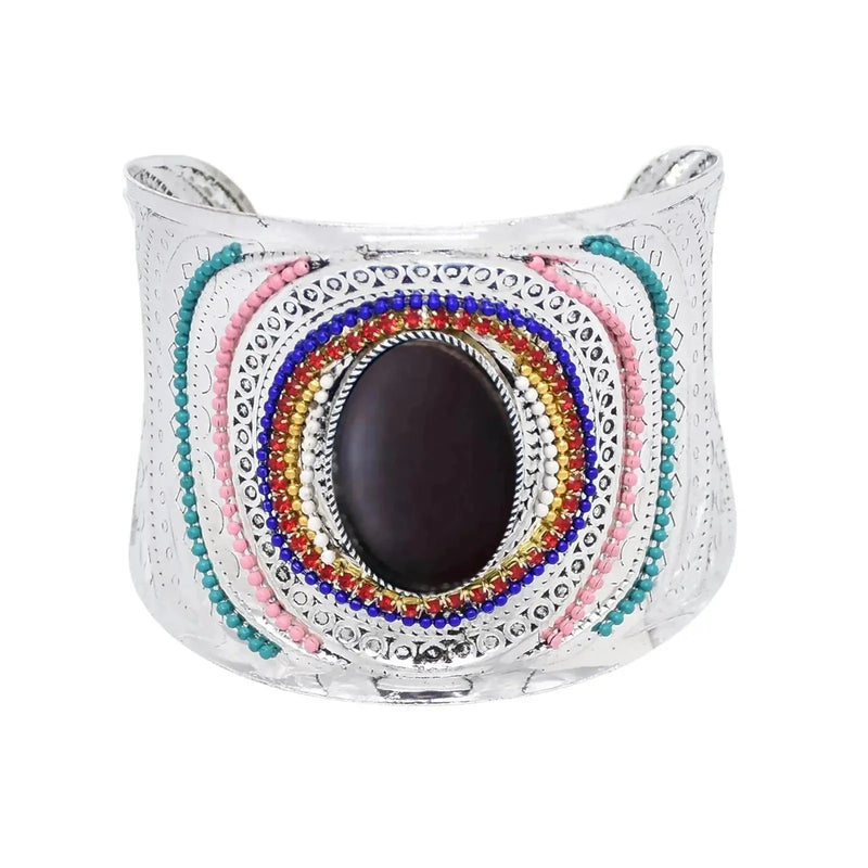 elastic turquoise bracelet | adjustable boho bangle | vintage tribal jewelry | ultrasonic cleaning