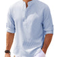 Men's Casual Shirt  Long Sleeve Stand Collar Solid Color Shirt Mens Clothing Meifu Market