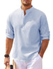 Men's Casual Shirt  Long Sleeve Stand Collar Solid Color Shirt Mens Clothing Meifu Market