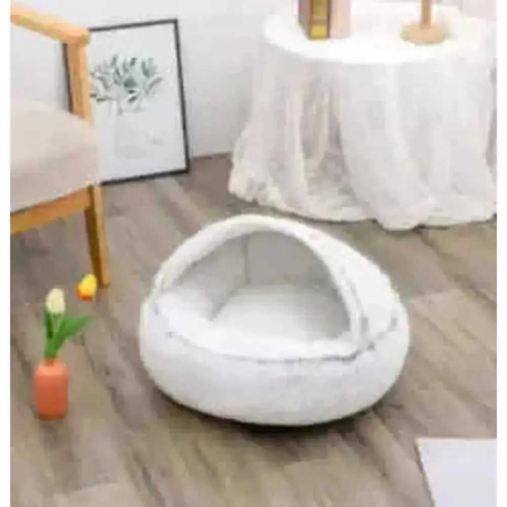 2-in-1 Dog & Cat Bed - Round Plush Warm Winter Pet House - view 60 (material: fleece, cotton | pattern: check | season:...