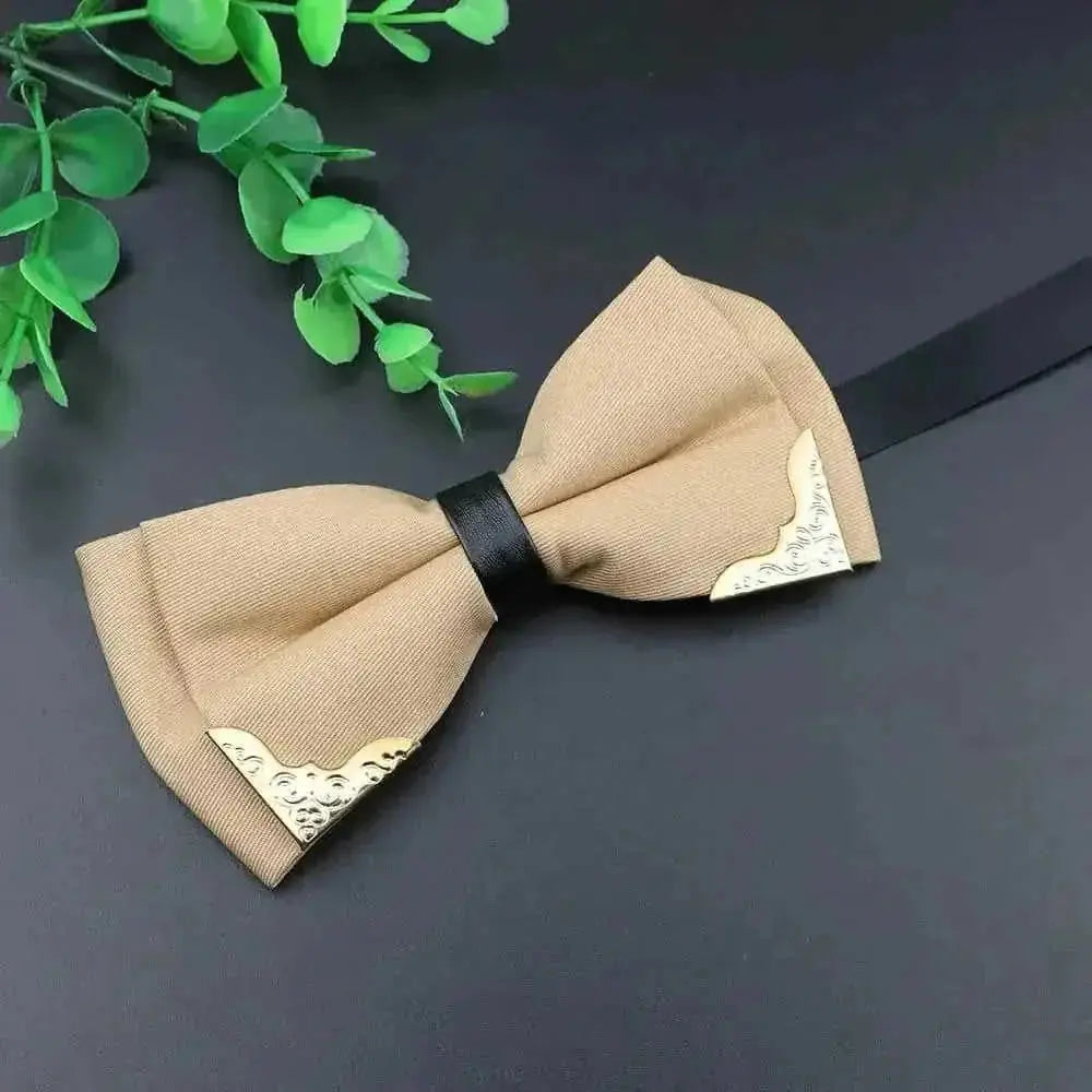 metal bow tie for men | double layer polyester bowtie | classic butterfly neckwear | energy saving