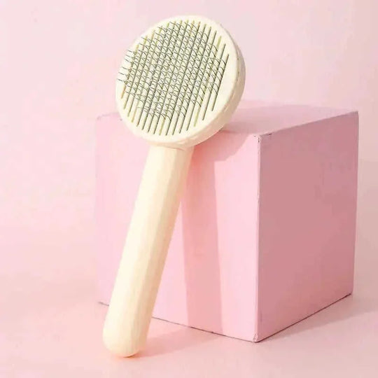 Groom Your Pet With Ease: 1pc Pet Grooming Brush With Stainless Steel Teeth & Dematting Comb For Dogs & Cats Grey - in use...