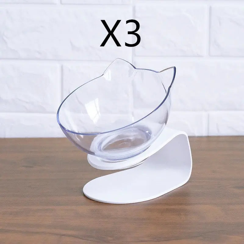 Non Slip Double Cat Bowl With Raised Stand Pet Food Cat Feeder Protect Cervical Vertebra Dog Bowl Transparent Pet Products Meifu Market