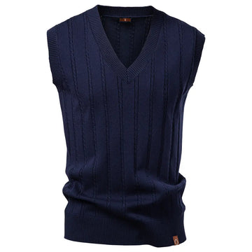European Size V-neck Twist Sweater Vest Men's Business Sweater Waistcoat