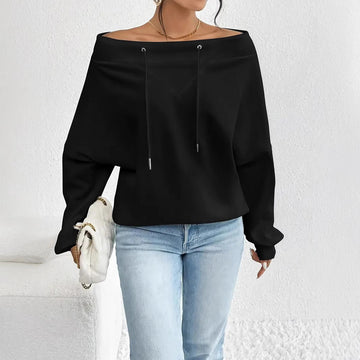 Women's Loose Casual Drawstring Off-the-shoulder Off-shoulder Top Meifu Market