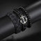 braided leather bracelet for men | vintage charm wood beads | adjustable wrap wristband | ultrasonic cleaning