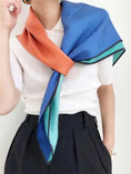 silk twill satin scarf | 35x35 inch square scarf | geometric pattern scarf | ultrasonic cleaning