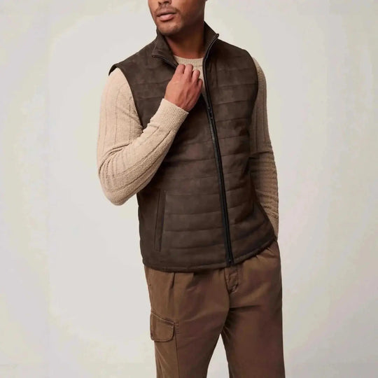genuine leather vest | mens leather vest jacket | premium cowhide leather | energy saving