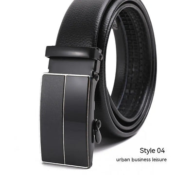 Men's Fashion Automatic Buckle Litchi Pattern Belt meifu market