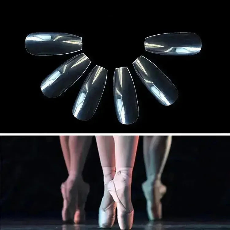 long coffin shaped nails | 500 piece nail kit | transparent press on nails | ultrasonic cleaning