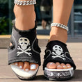 Newspaper Skull Original Hem Platform Wedge Slides - Anklet Not Included Meifu Market