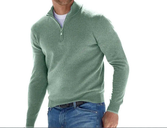 Men's Fashion Casual Long Sleeve V-neck Cashmere Zipper Top XS - available style options