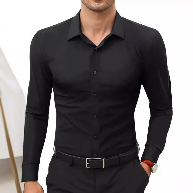 stretch-fit long sleeve shirt | moisture-wicking work shirt | wrinkle-resistant office shirt | energy saving