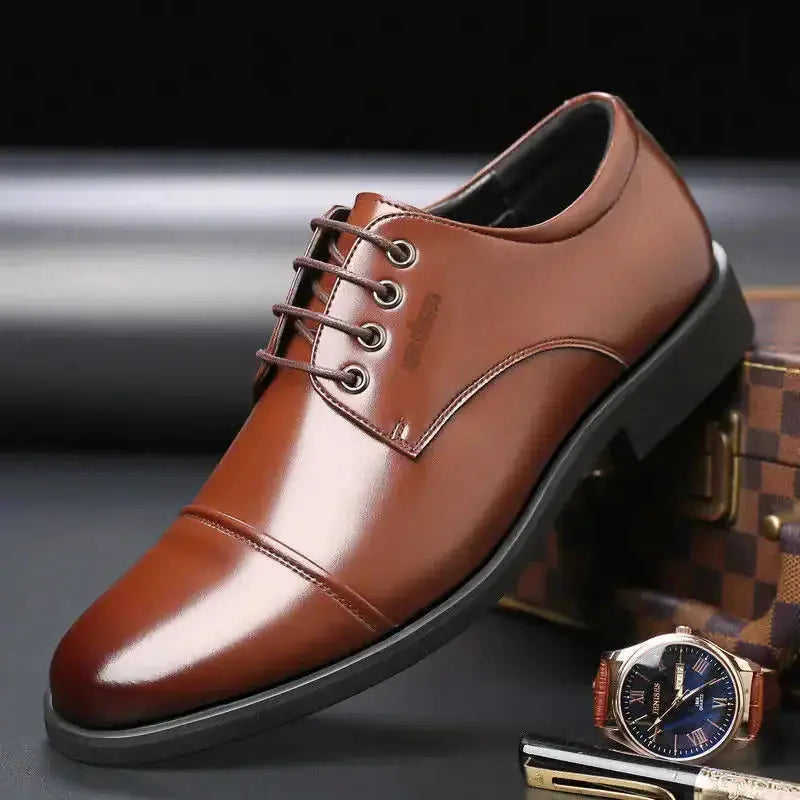 Men's Three-joint Height Increasing Insole Genuine Leather Shoes Meifu Market