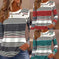 Casual Button Striped Long Sleeve Women's T-shirt Meifu Market