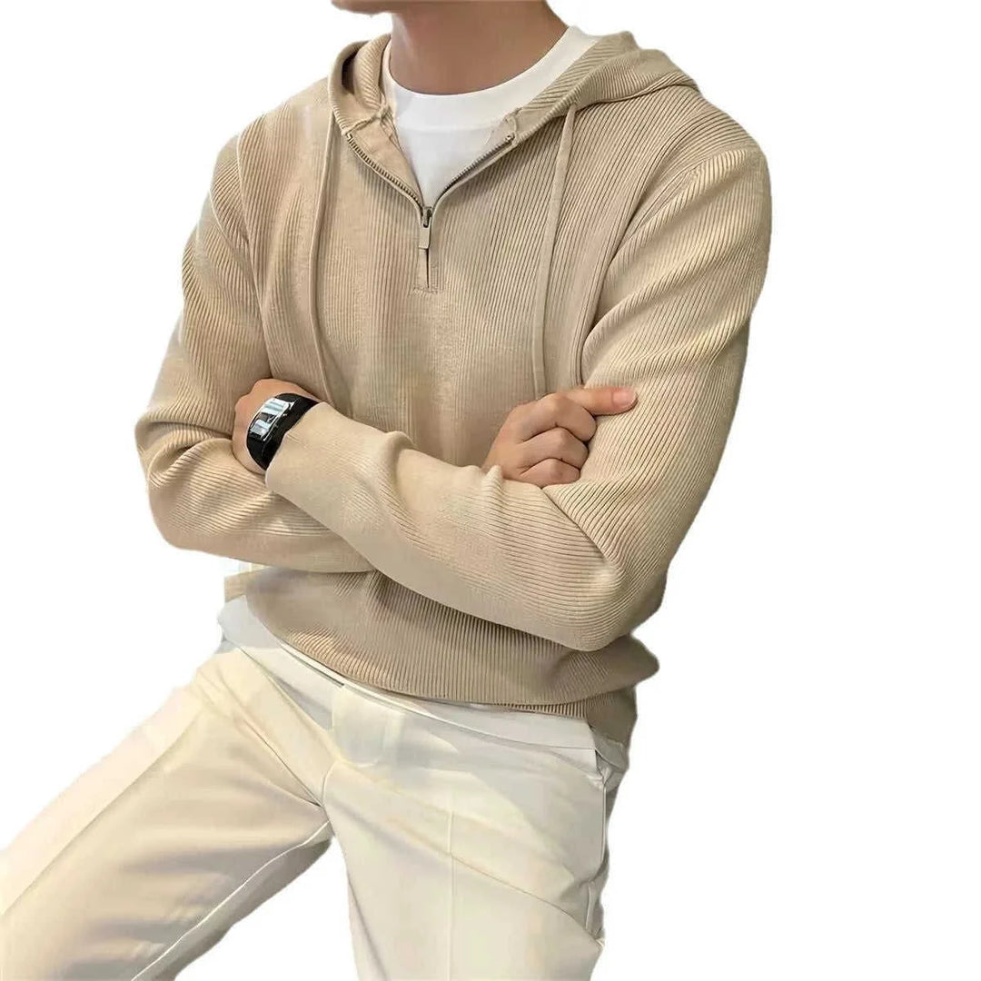 half zip hoodie for men | solid color fleece sweater | lightweight mens hoodie | energy saving