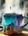 400ml Resin Crystal Coffee Mug - Elegant Mineral Design with Handle - view 11 (pattern: check)