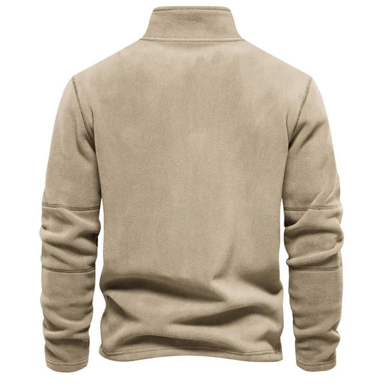 Fashion Personality Stand-collar Zippered Sweatshirt With Fleece Winter Casual Pullover Top Men's Clothing M - close-up de...