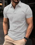 Summer Short Sleeve Polo Shirt Men Solid Color Button Lapel Button Top Meifu Market