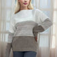 Pullover Knitted Sweater Fashion Round Neck Splicing Knitwear Loose Top Women's Clothing Meifu Market