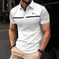 Men's Slim-Fit Printed Lapel Short-Sleeve Polo Shirt S - bvodoz men's colorblock lapel short sleeve zipper slim fit printe...