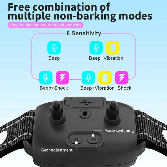 Smart Automatic Anti Barking Dog Collar Rechargeable Bark Stopper Stop Barking HD Digital Display IP67 Waterproof Collar For Dogs Pet Products Meifu Market