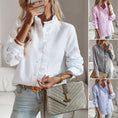 Striped Long Sleeve Shirt Fashion Ruffle Design Button Up Tops Casual Office Blouse Elegant Commuting Women's Clothing Meifu Market