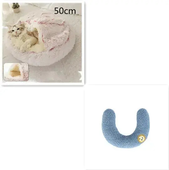2-in-1 Dog & Cat Bed - Round Plush Warm Winter Pet House Meifu Market