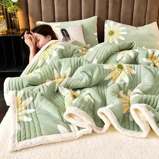 Cashmere Three-layer Blanket Thickened Warm Feather Silk Blanket - Meifu Market