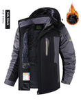 fleece-lined jacket for men | mid-length insulated parka | heavy-duty cold weather coat | energy saving