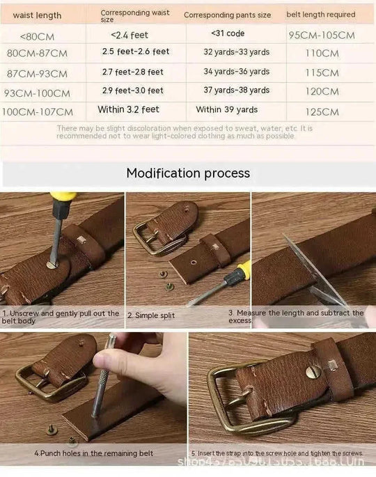 cowhide leather belt | solid brass buckle | adjustable belt for men | ultrasonic cleaning