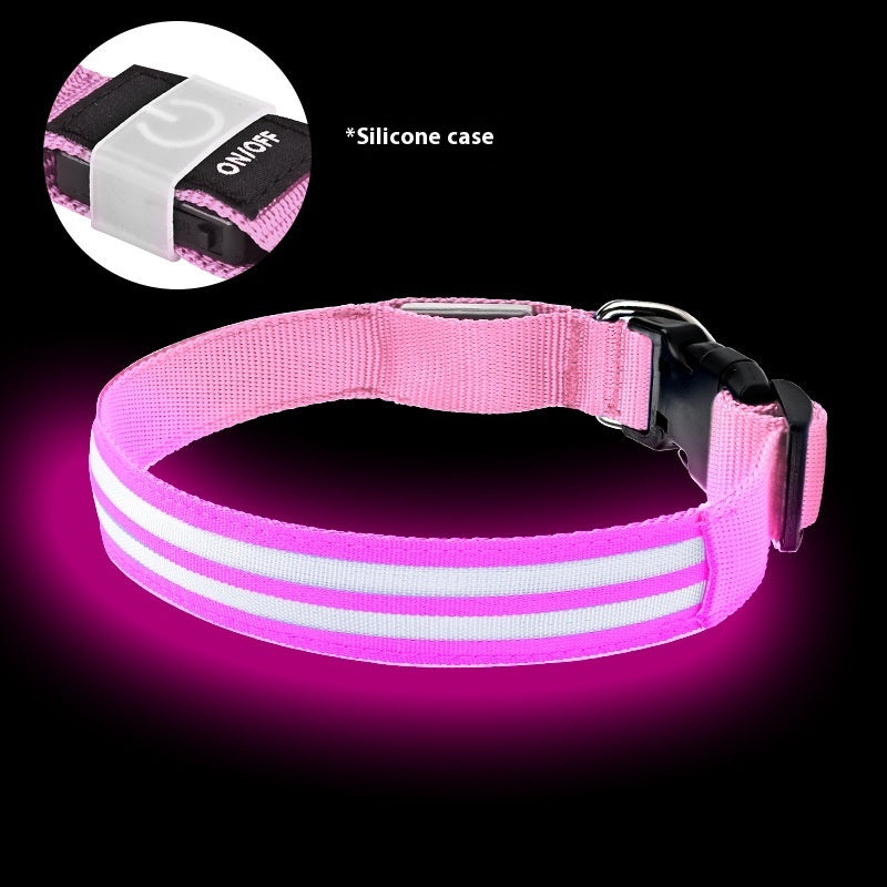 Shiny Dog Collar Double Fiber Pet Night Collar Meifu Market