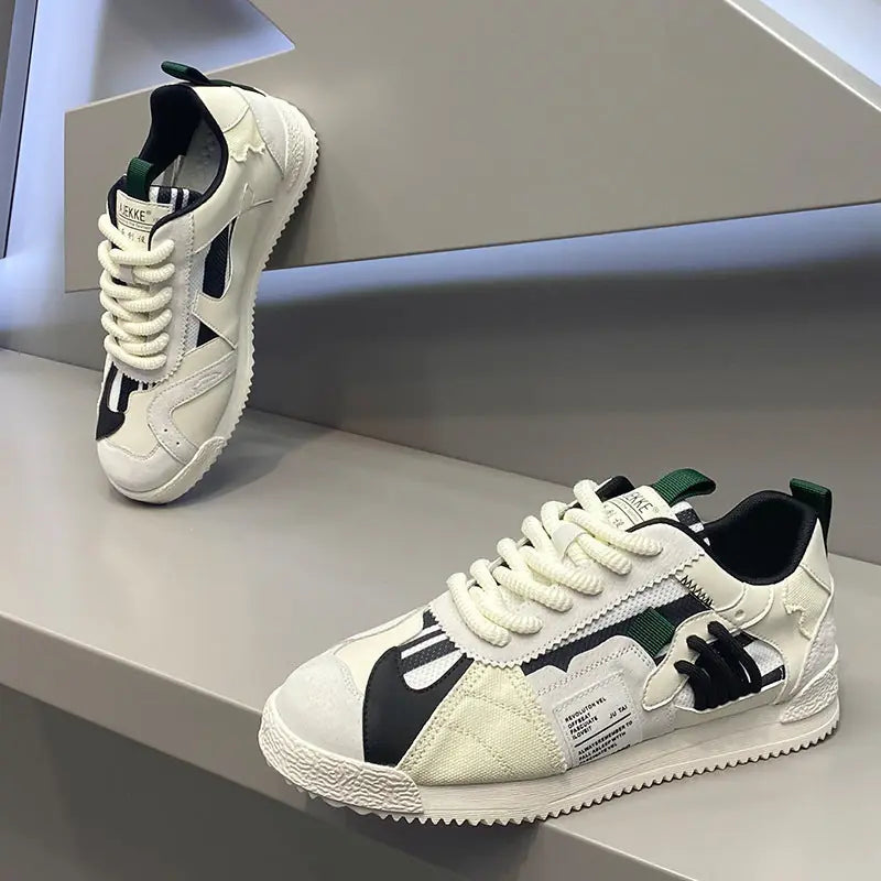 Fashion Soft Bottom Low-top Fabric Leather Stitching Breathable Personality Casual Shoes Meifu Market