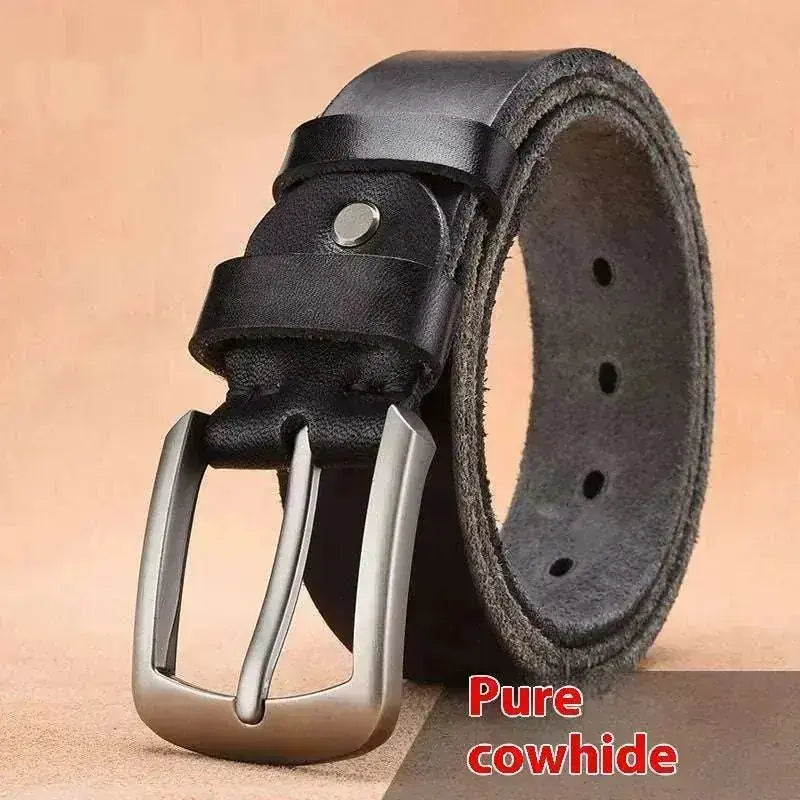 mens genuine leather belt | premium leather pin buckle | durable leather belt for men | energy saving