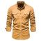 Cotton Japanese Corduroy Slim Casual Men's Shirt Red - size and dimension reference