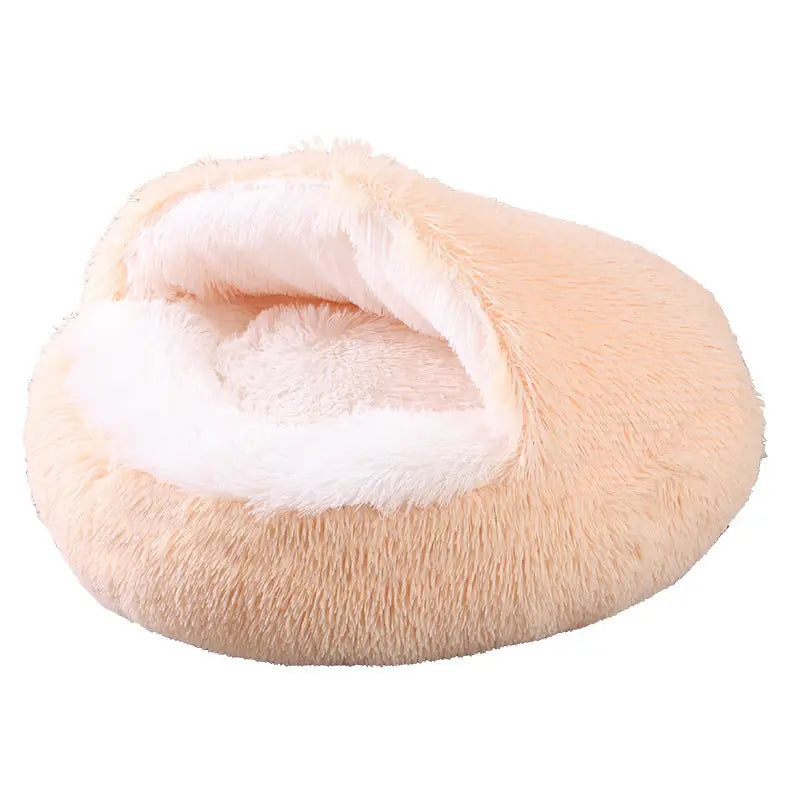 Deep Sleep Half-pack Semi-enclosed Dual-use Plush Round Pet Bed Meifu Market