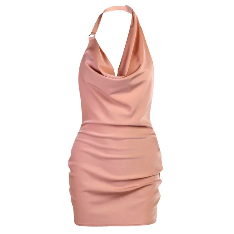 satin fabric dress | sleeveless mini dress | summer party wear | ultrasonic cleaning