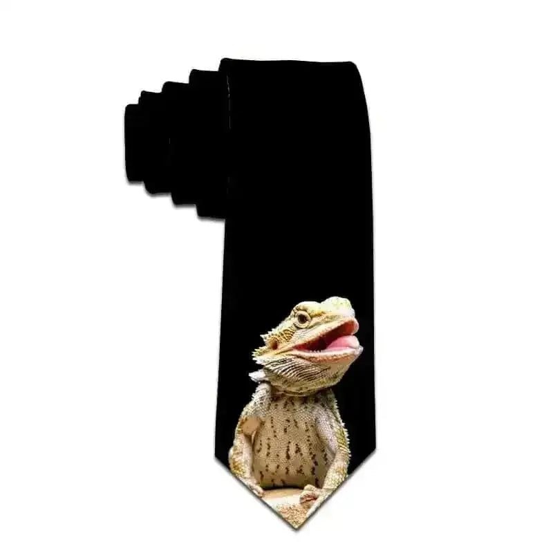 d cartoon animal print ties | polyester slim necktie | adjustable length tie | energy saving