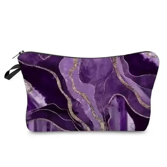 marble pattern makeup bag | vegan leather cosmetic organizer | waterproof cosmetic pouch | energy saving