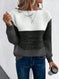 Pullover Knitted Sweater Fashion Round Neck Splicing Knitwear Loose Top Women's Clothing Meifu Market