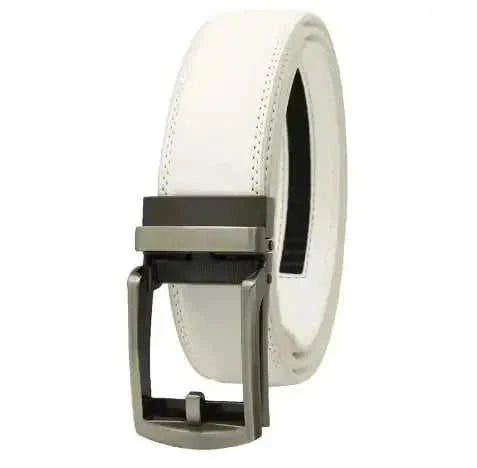 Men's Automatic Buckle Pure Cowhide Pant Belt Black Pattern - available style options