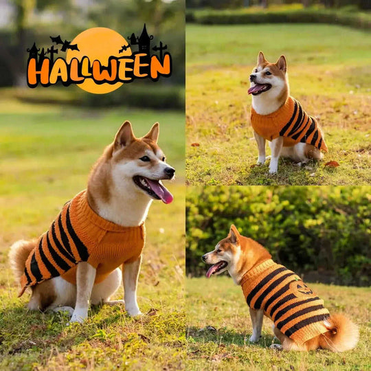 Halloween Dog Sweaters Pet Costume Teddy Warm Leisure Sweater Cosplay Clothes For Dogs Pets Outfits Orange Small Pumpkin -...
