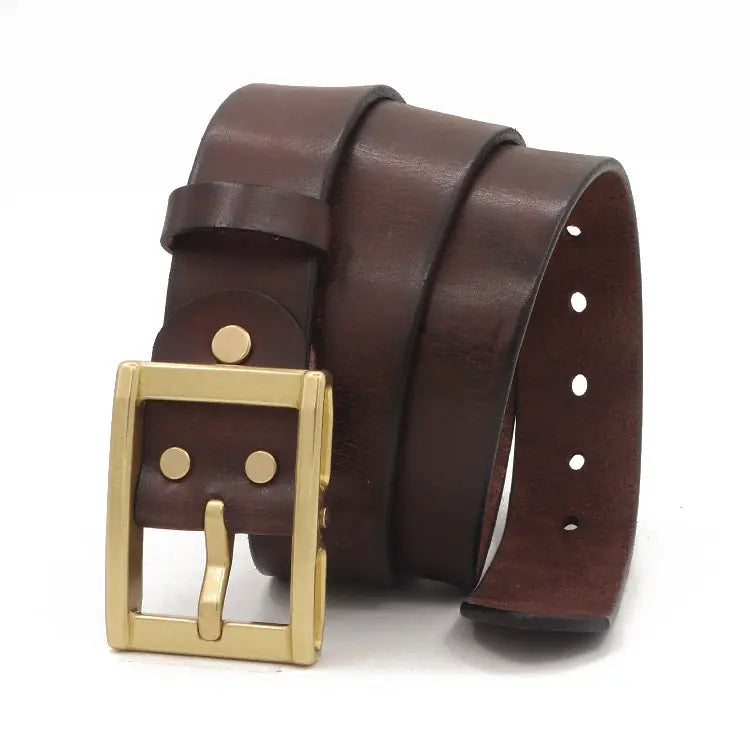 Cargo Jeans Belt Vintage Men's First Layer Cowhide Vegetable meifu market